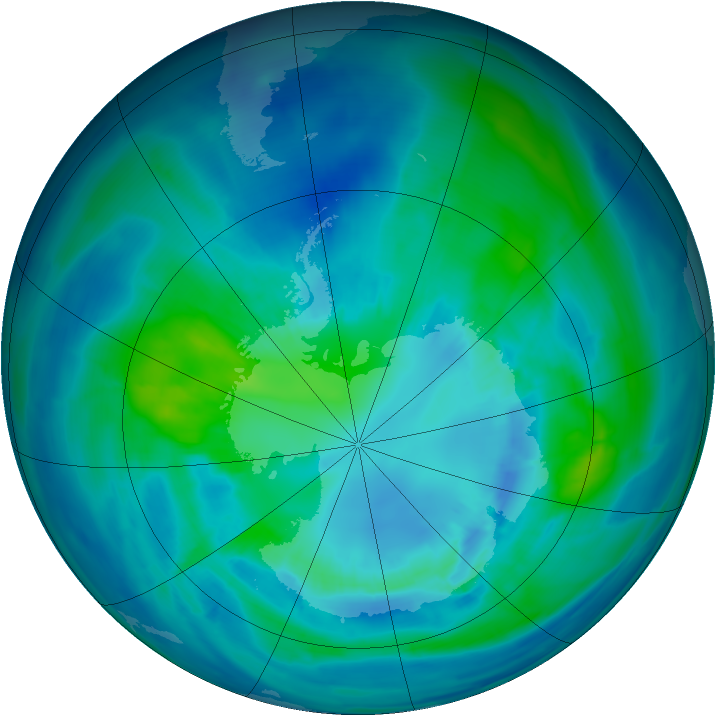 Antarctic ozone map for 08 April 2014